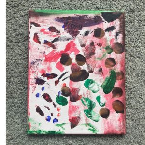 Kludd akryltavla i rosa och grön färgskala