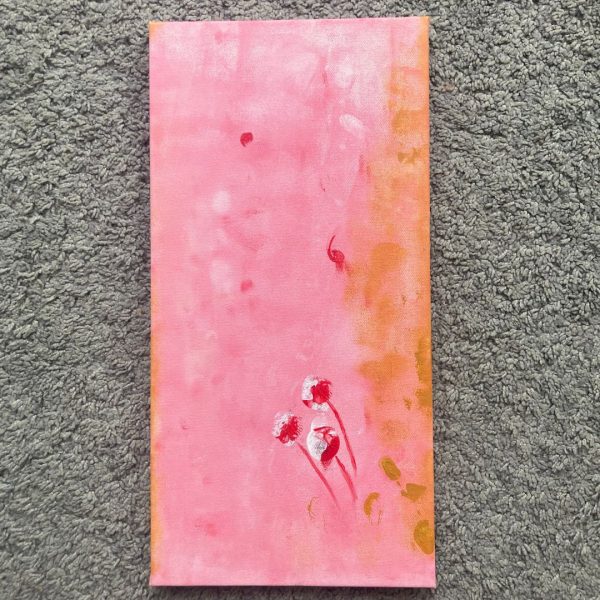 Svajande blomma akryltavla i rosa färgskala